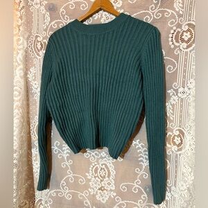 Free People Dark Teal Knit Cross Back Sweater Size XS Women's